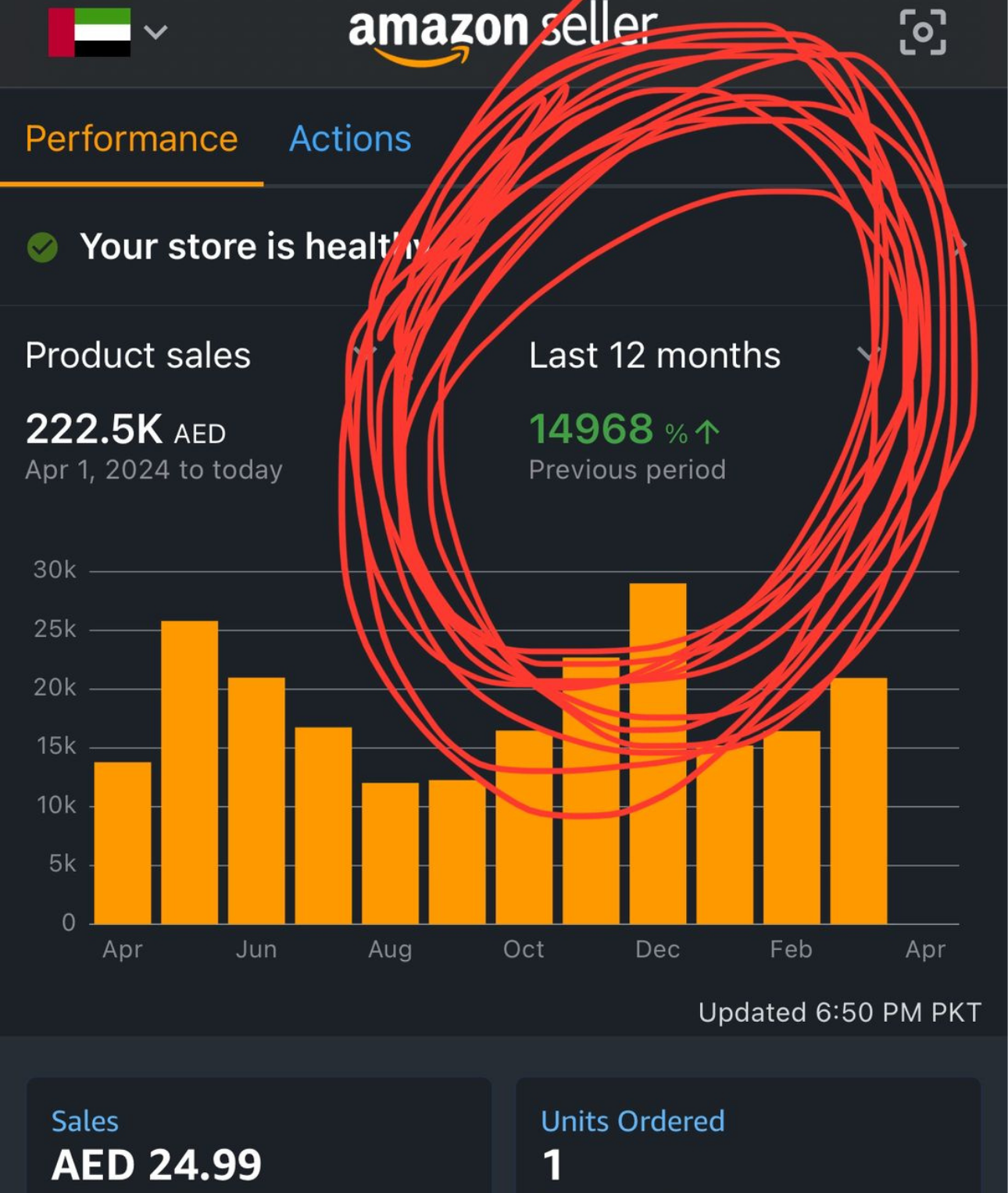 Amazon PPC campaign results dashboard for an Adtoprofit client, example 38
