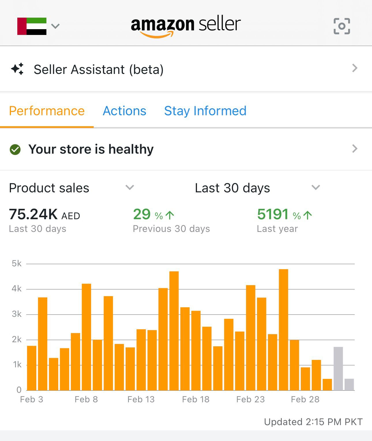 Amazon PPC campaign results dashboard for an Adtoprofit client, example 20