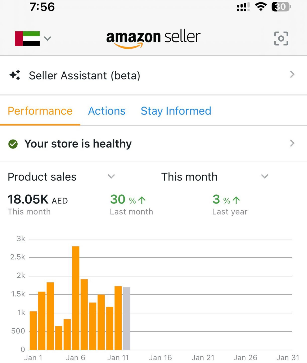 Amazon PPC campaign results dashboard for an Adtoprofit client, example 21
