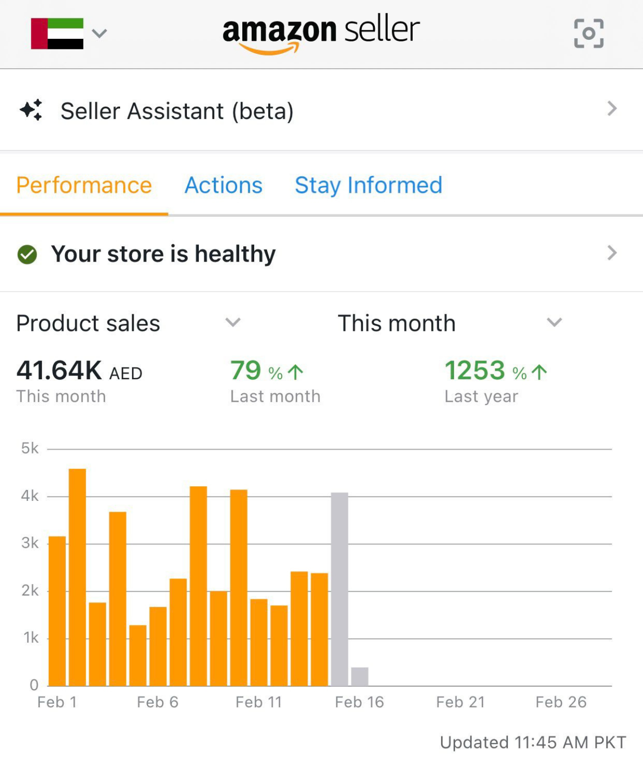 Amazon PPC campaign results dashboard for an Adtoprofit client, example 23