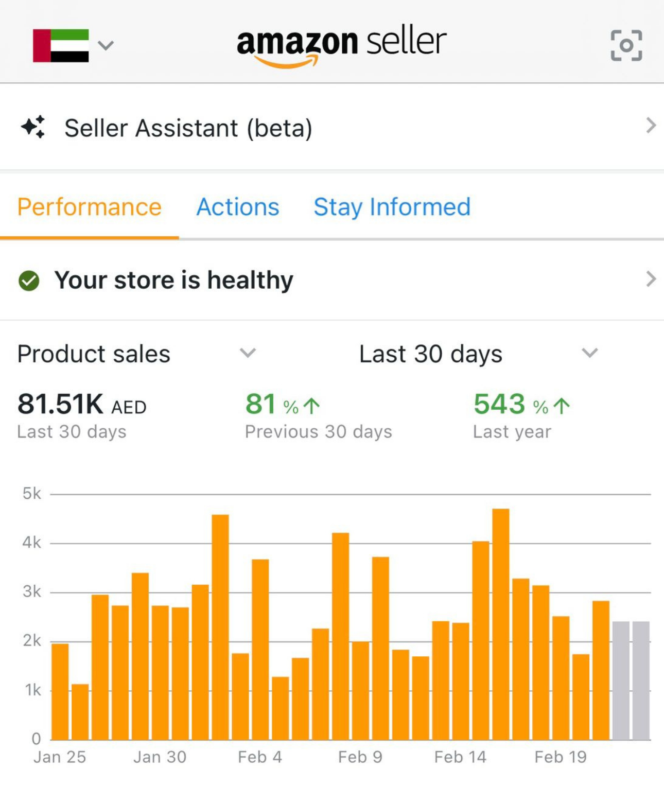 Amazon PPC campaign results dashboard for an Adtoprofit client, example 25